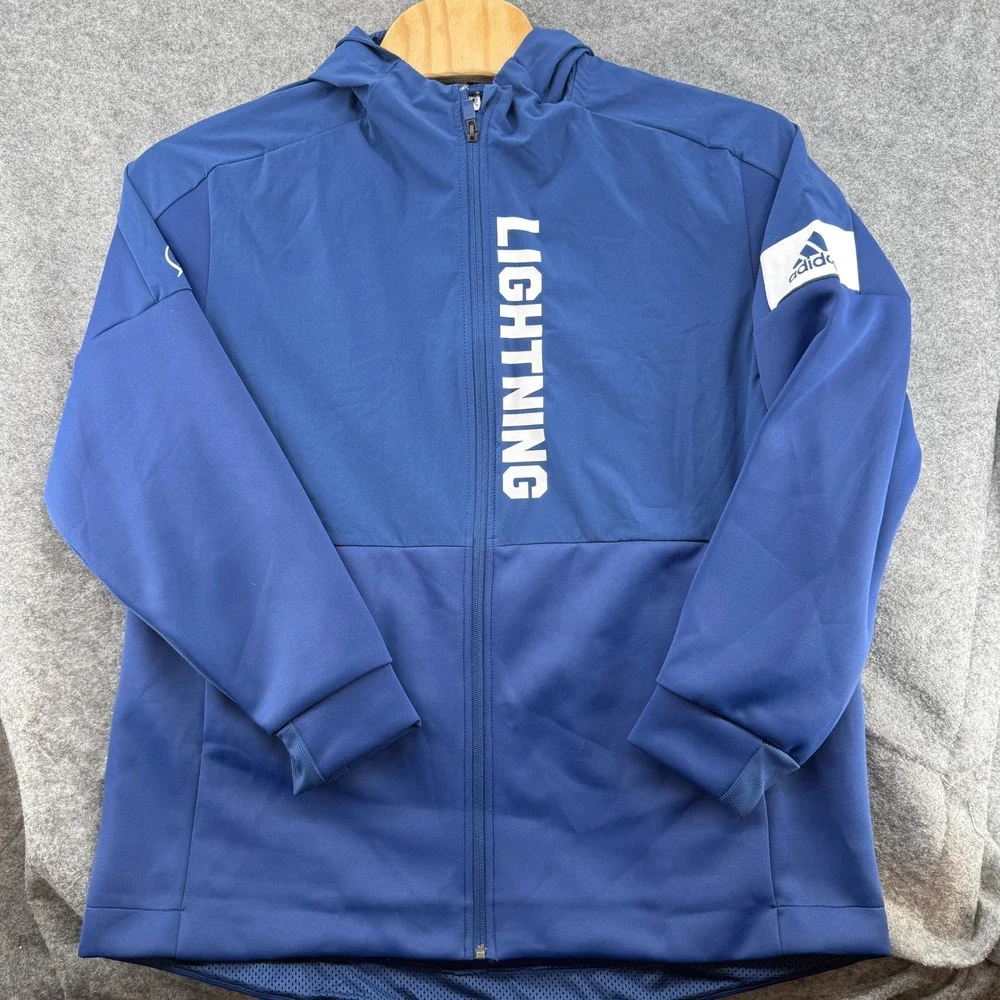Adidas Tampa Bay Lightning Jacket Mens XL Blue Full Zip Hooded NHL Hockey